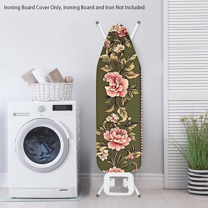 Pink Flower Print Ironing Board Cover and Pad