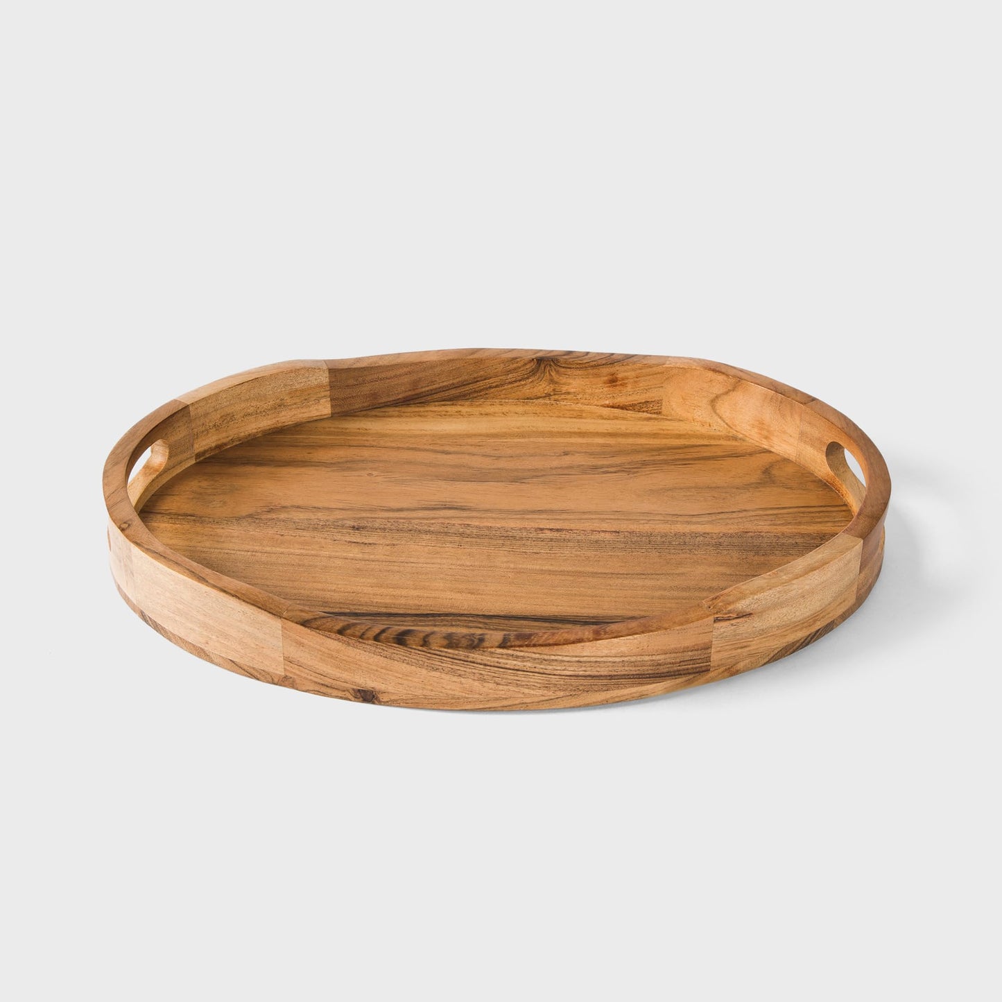 Mela Artisans 16 x 12 x 1.75 in Acacia Wood Serving Tray – Oval Wooden Tray for Breakfast in Bed, Charcuterie, Coffee Table Decor & Home Display
