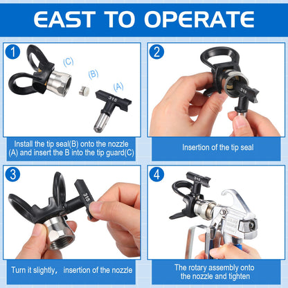 Zhengmy 12 Pcs Airless Paint Sprayer Tips Reversible Spray Tips Nozzles Tip Paint for Airless Sprayer Gun House Painting Fences(109,113, 208,211,213,215,217,308,311,313,315,317)