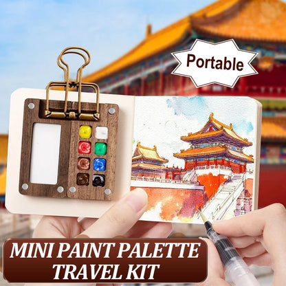 Mini Paint Palette Travel Kit, Mini Watercolor Paint Set, Travel Watercolor Palette Set, 12 Color Pocket Artist Watercolour Travel Sets for Painters Artists (8 Grids)