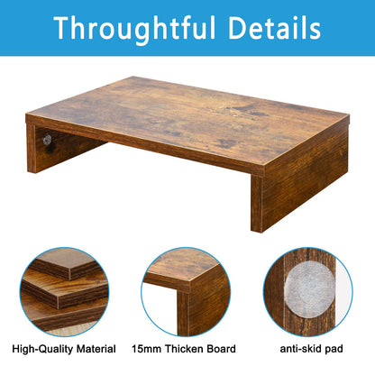 TEAMIX 42 inch + 14.2 inch Dual Monitor Riser for Desk Small Monitor Stand TV/Screen/PC/Laptop Riser Computer Stand Desktop Shelf.