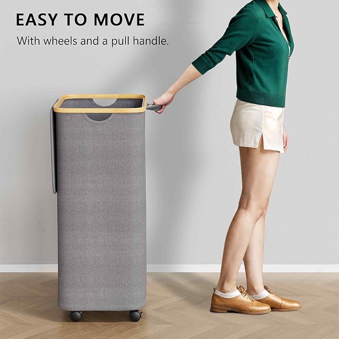 SUOCO Laundry Hamper on Wheels 100L, Clothes Basket