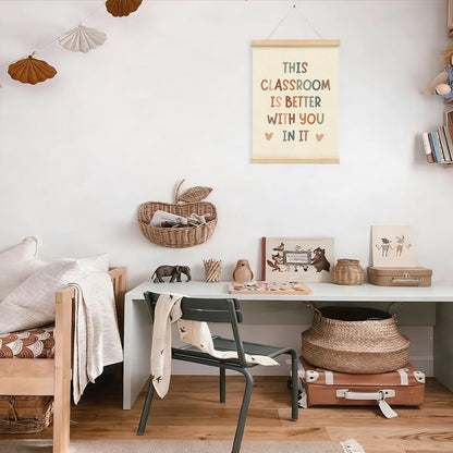STHTTSW Boho Classroom Decor for Teacher Poster Hanger with Wooden Frame, Teacher Classroom Decor, Nursery Classroom Welcome Sign Positive Affirmations Wall Art, Back to School Decor 12x16 Inch