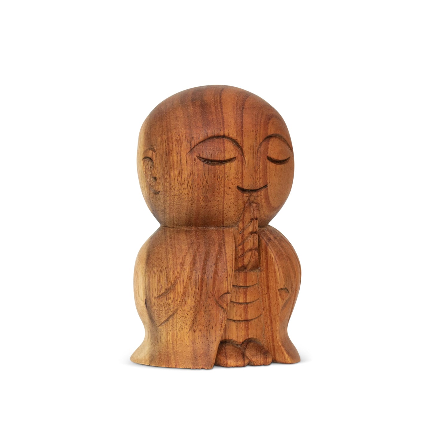 G6 Collection Hand Carved Wooden Buddha Monk Figurine, Praying Monk Statue Sculpture for Meditation, Rustic Spiritual Home Décor, Brown