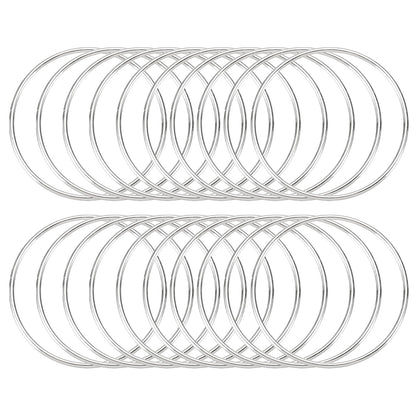 MECCANIXITY 20 Pcs Dream Catcher Rings,Metal Craft Hoops Floral Hoops 3 Inch Macrame Hoops Rings for DIY Crafts Wreath Making Supplies Plant Hangers,Silver