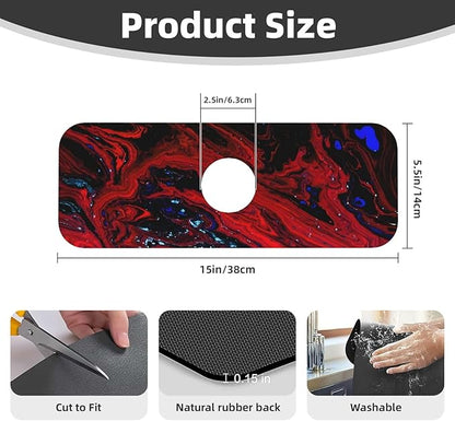 Red marble Kitchen sink faucet pad, strong water absorption, anti slip