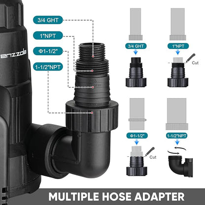 Sump Pump Submersible Utility Water Pump Thermoplastic Portable Electric Water Removal Transfer Pump with 16.4FT Cord for Swimming Pool Basement Garden Pond Tubs Draining, 1/3 HP Auto 2400GPH
