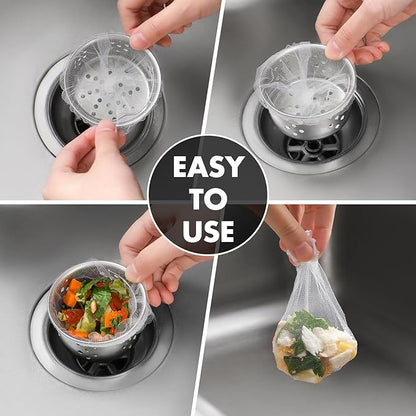 200 Pack Kitchen Sink Strainer Mesh Bag, Anti-Clogging Disposable Sink Drain