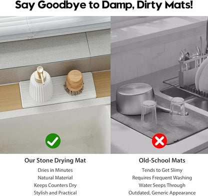 3 Pack Stone Drying Tray, Water Absorbing Stone Sink Mat