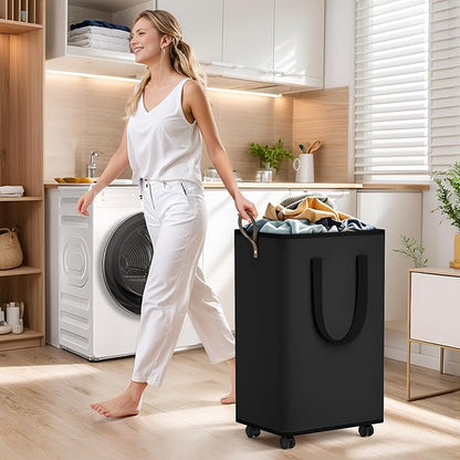 Laundry Basket with Wheels, Collapsible Laundry Baskets, Laundry Hamper with