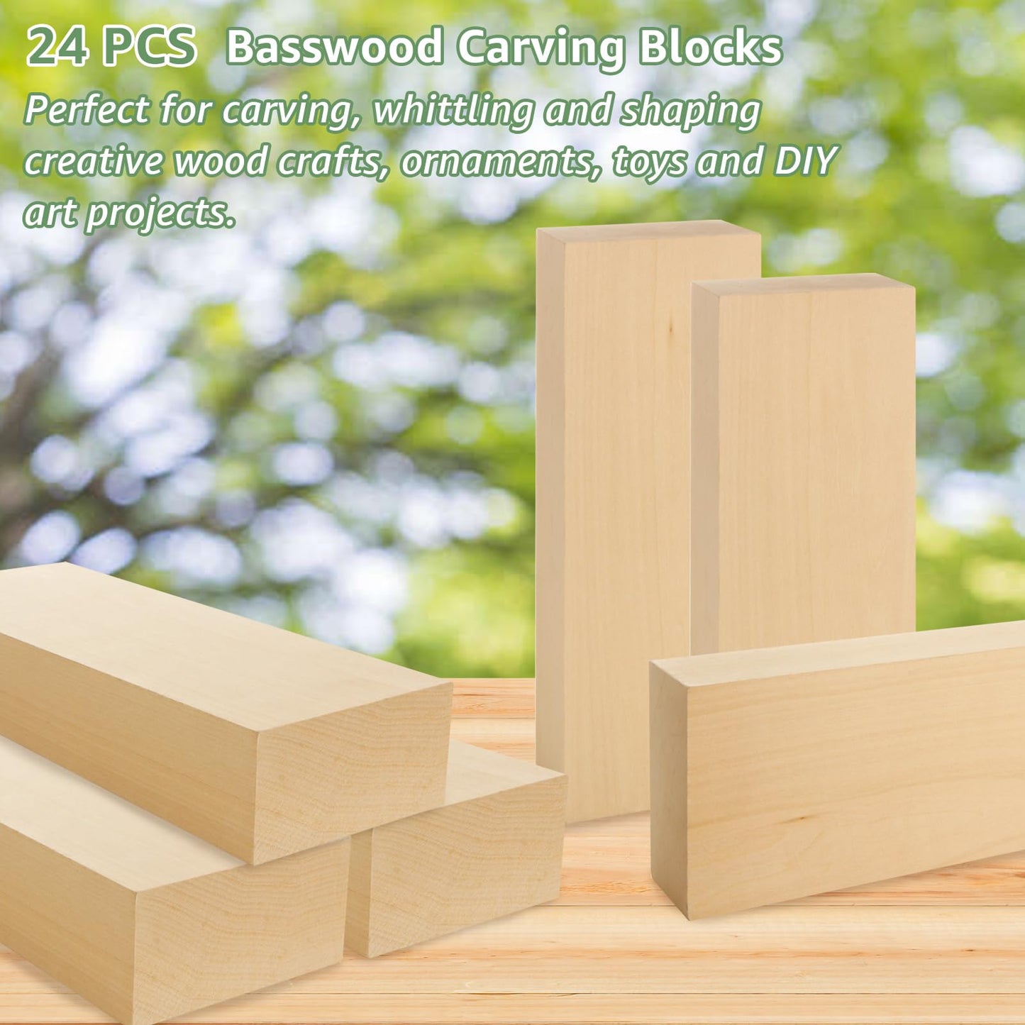 ACXFOND 2 Pack Unfinished Basswood Carving Blocks, 12x4x2Inch Large Bass Wood Blocks for Wood Carving for Home, Crafts, Arts, Christmas DIY Supplies