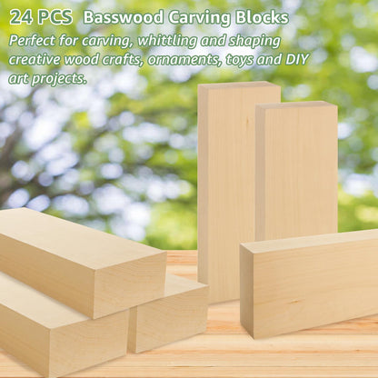 ACXFOND 2 Pack Unfinished Basswood Carving Blocks, 12x4x2Inch Large Bass Wood Blocks for Wood Carving for Home, Crafts, Arts, Christmas DIY Supplies