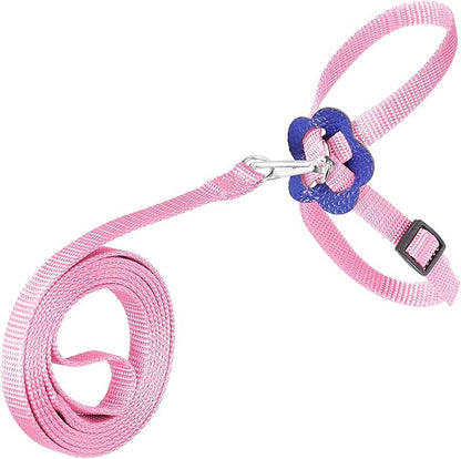 Bird Harness and Leash, 120cm Pet Parrots Adjustable Nylon Anti‑Bite Training Rope for Outdoor Flying Parrot Harness Leash Training Supplies for Parrots Alexandrine, Scarlet, Keck, Mini Macaw(Pink)