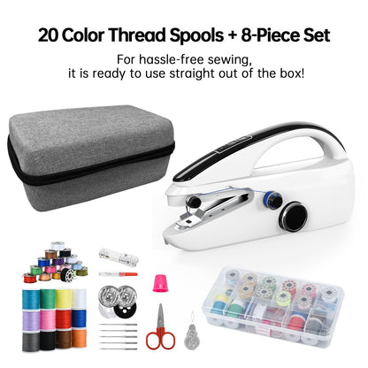 Handheld Sewing Machine, Mini Portable Hand Sewing Machine with 20 Thread Colors Emergency Sewing Kit, Suitable for Clothes, DIY Home Portable Sewing Machines (Black-06)