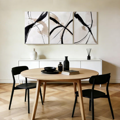 RZIGERNO 3 Pcs Abstract Line Wall Art Modern Minimalist Framed Canvas Prints 12x16 Inch Neutral Black and Beige Wall Decor Posters for Living Room Bedroom Office