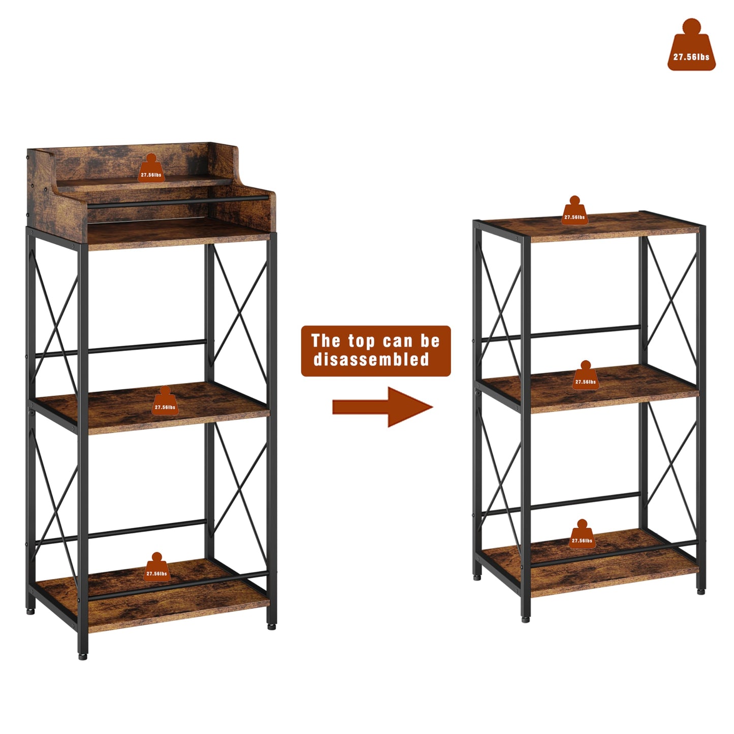 KLM Liquor Bottle Display Shelf, Coffee Syrup Rack Organizer, 3 Step Countertop Wine Rack, Mini Bar, Retro Bar Shelf Stand for Whiskey, Spirits.(Brown)