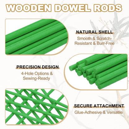 PATIKIL 100Pcs Wooden Dowel Rods, 1/5" x 6" Unfinished Craft Rod Sticks Wooden Sticks for Crafts Cake Hardwood Dowels DIY Projects Flower Bouquet, Green