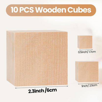 Barydat 10 Pcs 3.15 in Baby Shower Blocks to Decorate Game Large Unfinished Wooden Blocks for DIY Project Table Decor Wood Square Blank Cubes for Craft Party Decorations