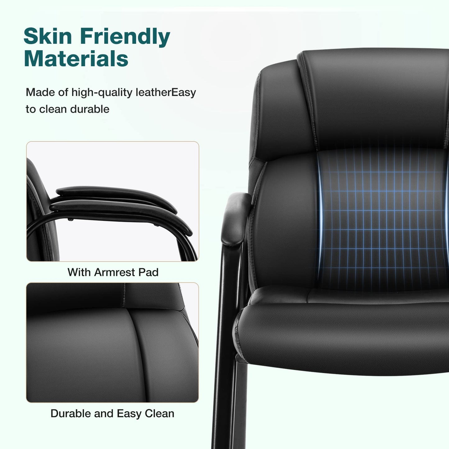 OLIXIS Waiting Room Chair Set of 6, Leather Office Desk Reception Guest Stationary Side Chairs with Padded Arms for Home Conference Lobby Area Meeting Church Medical Clinic Elderly Student