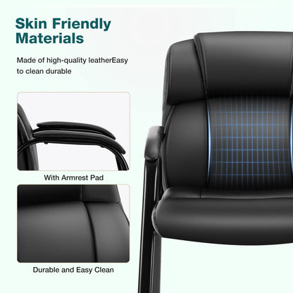 OLIXIS Waiting Room Chair Set of 6, Leather Office Desk Reception Guest Stationary Side Chairs with Padded Arms for Home Conference Lobby Area Meeting Church Medical Clinic Elderly Student
