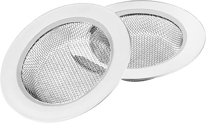 2PCS Kitchen Sink Strainer-Stainless Steel Mesh Drain Strainer, Large Wide Rim