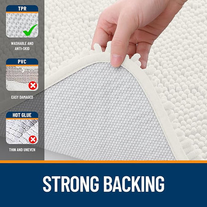 OLANLY Large Bathroom Rugs 70x46, Extra Soft Absorbent Chenille Bath Rugs, Rubber Backing Quick Dry, Machine Washable Bath Mats for Bathroom Floor, Tub and Shower, Home Decor Accessories, Ivory