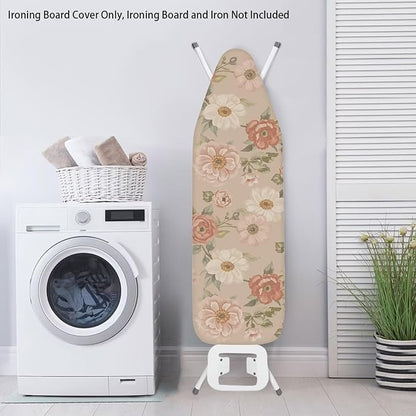 Floral Print Ironing Board Cover, Stretch Scorch Resistant Padding Elastic Edge