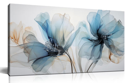 LAOTOART Flower Pictures Wall Decor For Bedroom Blue Canvas Wall Art For Office Women Modern Canvas Wall Art For Living Room Size 20 x 40 Inch