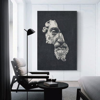 Marcus Aurelius Antoninus Ink Dark Stoic Philosophy Portrait Canvas Printing Wall Art Prints Wall Decor Posters Scandinavian Bohemian Living Room Bedroom Office Study 16x24inch(40x60cm)