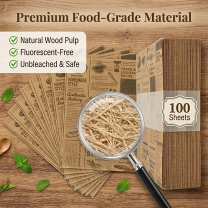 100 Sheets Newsprint Deli Paper, Disposable Flat Deli Paper with Newsprint, Sandwich Wrapping Papers Deli Wrapping Sheets for Kitchen, Outdoor Picnic, Burgers and Sandwich,15x11 Inches
