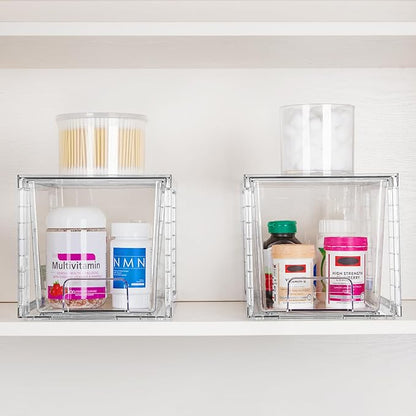 Vtopmart 4 Pack Large Stackable Storage Drawers, Easily Assemble Acrylic