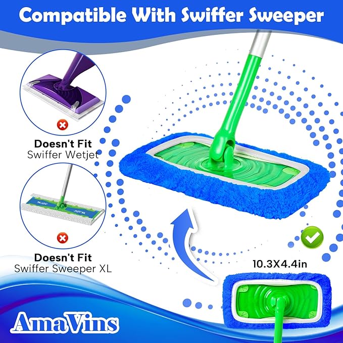 5 Pack Reusable Microfiber Mop Pads Compatible