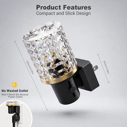 JandCase LED Night Light, Dimmable Night Lights Plug into Wall, Modern Nightlight with Auto On Off Light Sensor, 3000K Soft White Night Light 0-100LM Brightness for Bathroom Hallway Bedroom Decor