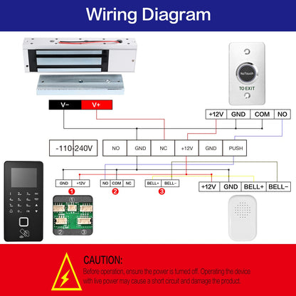 Biometric Access Control System with Fingerprint, Keypad, RFID, Infrared Exit Button, 1200lb Magnetic Lock, LCD Display, USB Download, Attendance Tracking, Timed Unlock,for Office, Store, Home