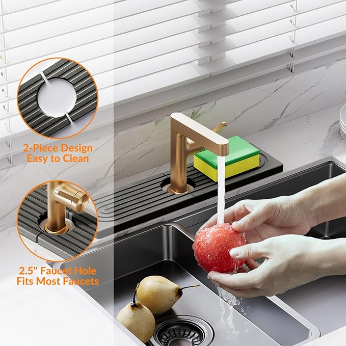 15.7 Inch Stone Faucet Mat for Kitchen Sink Splash Guard, Diatomite Sink
