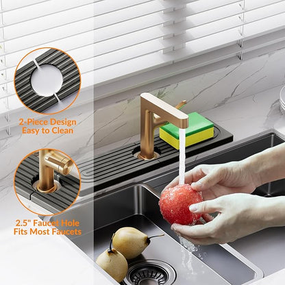 15.7 Inch Stone Faucet Mat for Kitchen Sink Splash Guard, Diatomite Sink