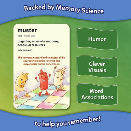 Skillmatics Vocabulary Flash Cards for Kids - Learn 100 Words with Wordplay, Visuals, & Soundplay, Educational Gift for Ages 8, 9, 10 & Up, Screen-Free Language Game