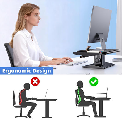 nediea Computer Monitor Stand Riser,Height Adjustable Laptop Stand with Drawer & Phone Holder,Desktop Storage Stand for Printer,Desk Organizer for Office & Home Supplies