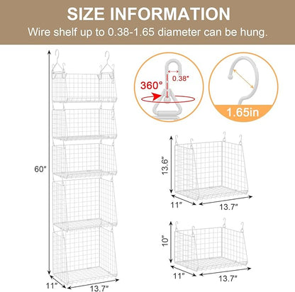 Sonyabecca 5-Tier Hanging Laundry Basket Organizer: Foldable Wire Shelf Basket