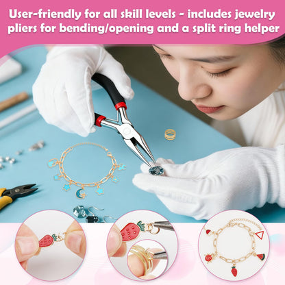 Charm Bracelet Making Kit for Adults & Teens, 477Pcs DIY Charm Bracelet Set with Gold & Silver Charms, Paperclip Chain Bracelets, Alphabet Charms, Complete Jewelry Making Supplies for Crafting