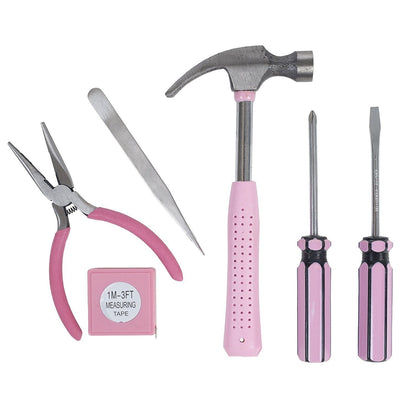 Trimate,PinkTool Set,Includes – Hammer, Screwdriver Set, Pliers (Tool Kit for The Home, Office, or Car)