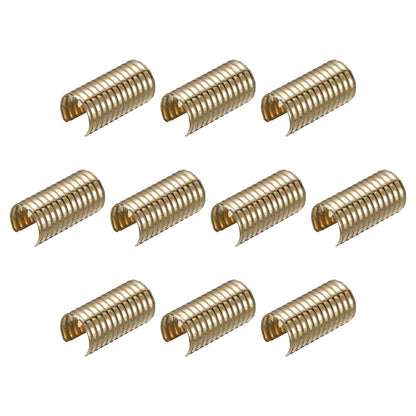 uxcell Leather Rope Clip, 100Pcs Cylindrical Crimping Cord Crimps Foldable String Leather Cord Fastener for DIY Lanyard, Tassel, Jewelry Making, Golden