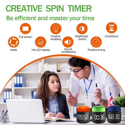 Large Display Digital Timer Stopwatch, Retro Manual Twist Table Count Down & Up Game Timer, Easy to use, Night Light Silent & Sound Timers for ADHD Study Work Kitchen Classroom Yoga Gym (Tangerine)