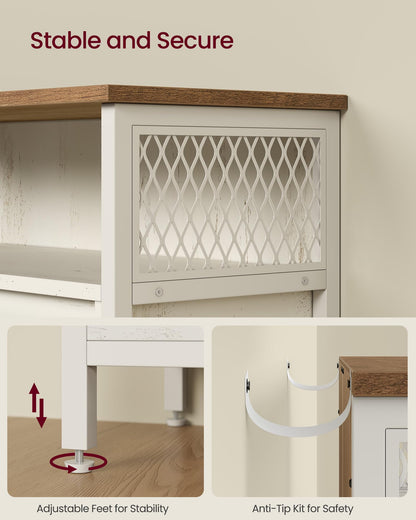 VASAGLE Buffet Cabinet, Coffee Bar Storage Cabinet, Sideboard with 1 Sliding Barn Door, Adjustable Shelves, 11.8 x 27.6 x 31.5 Inches, for Living Room, Rustic White and Honey Brown LSC089WJ02S