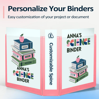 Sooez BinderX Extra Durable 3 Inch 3 Ring Binder, D-Ring Large Binders, Holds 670 Sheets of 8.5x11 Paper, Customizable View Cover with 2 Inside Pockets, School & Office Supplies, Lavender