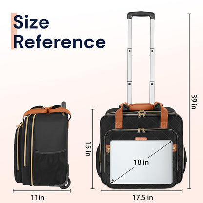 Ytonet Rolling Briefcase for Women, Extra Large Rolling Laptop Bag Fits 18 Inch Laptop, Computer Bag with wheels for Work Travel College Business Overnight Wife Mom Teacher, Black Brown