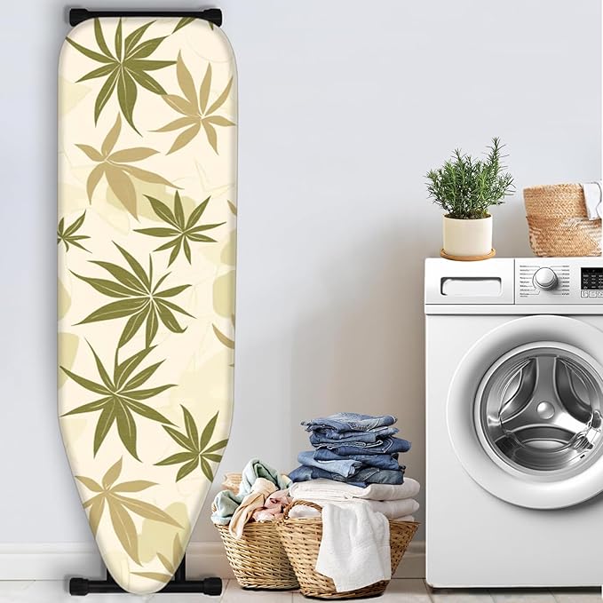 Nuxovilar Olive Green & Beige Leaf Pattern Ironing Board Cover, This Cover Fits