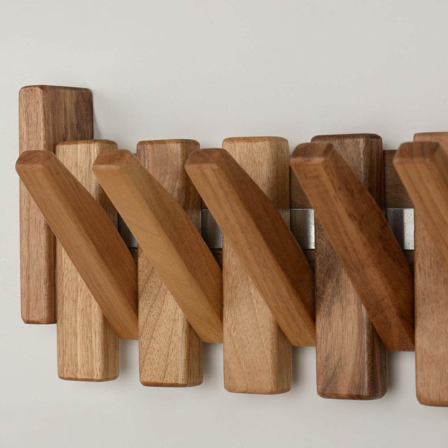 TEXAS BEST GIFT Solid Walnut Piano Key Coat Rack – 10-Hook Wall-Mounted Flip Hook Rack – Minimalist Wooden Hanger for Entryway, Bedroom, Office