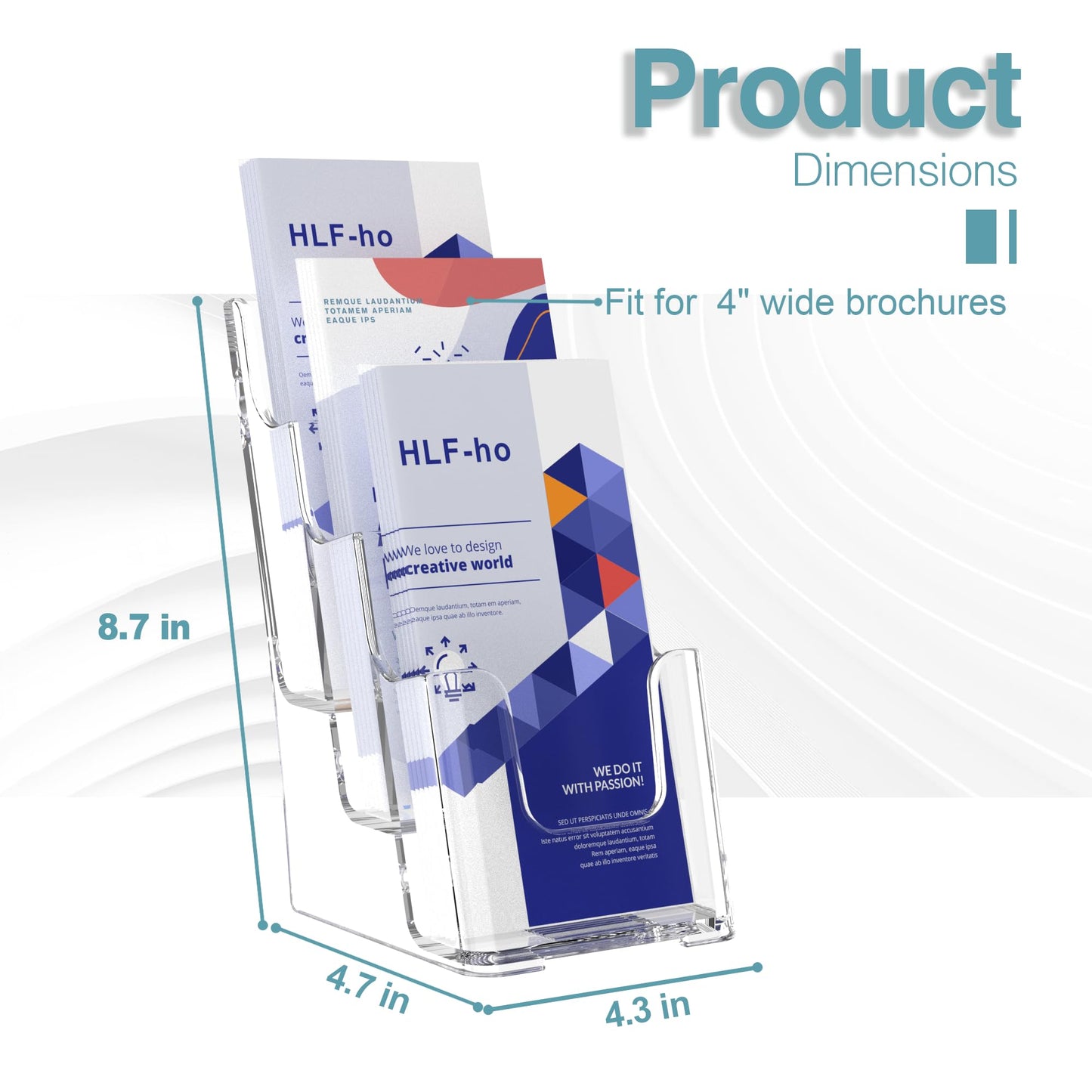 HLF-ho Brochure Holder 4x9 Inch 3 Tier Acrylic Literature Holders Clear Plastic Flyer Display Stand Countertop Use or Wall Mount Pamphlet Holder Organizer for Office, Lobby, Hotel, Trade Show, 4 Pack
