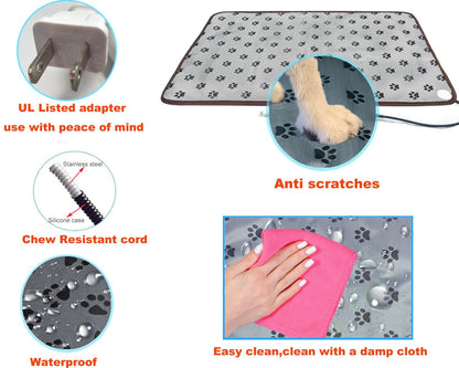 Pet Heating pad Outdoor Small Dog cat Heating pad Heated ped beds for Outside Dogs House Heater Electric Warming pad for Puppies with Timer,Chew Resistant Cord,Easy Clean,Waterproof